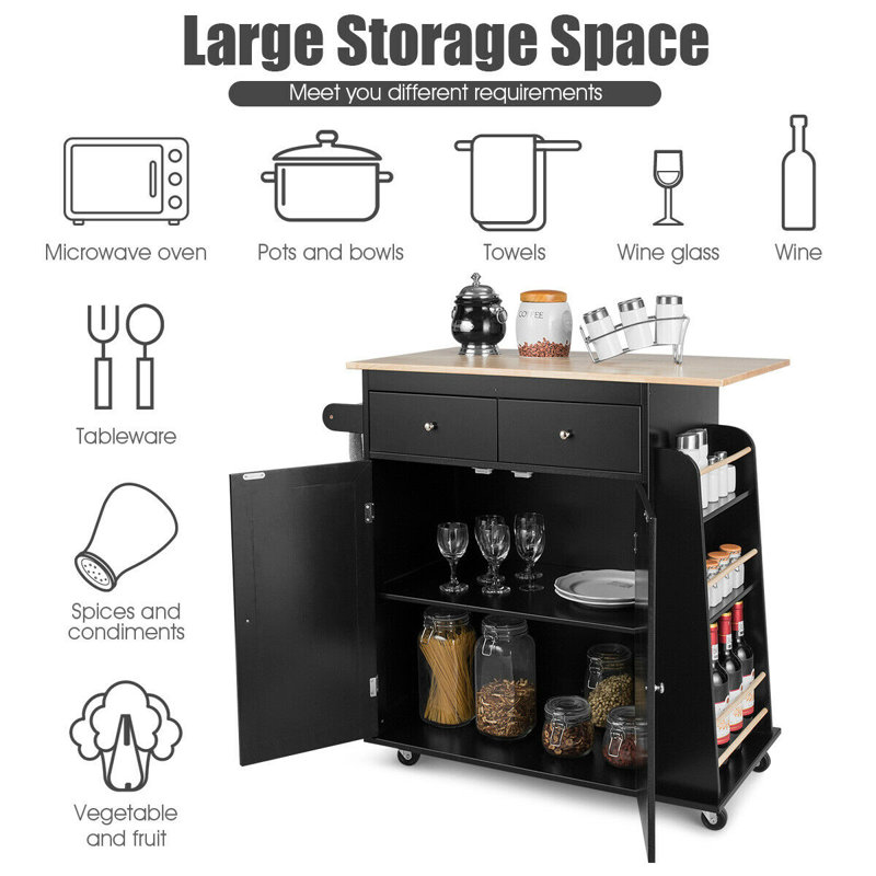 Gracie Oaks Dacula 36.5'' Wide Rolling Kitchen Island & Reviews Wayfair